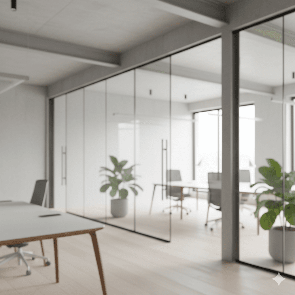 Contemporary office with glass architecture