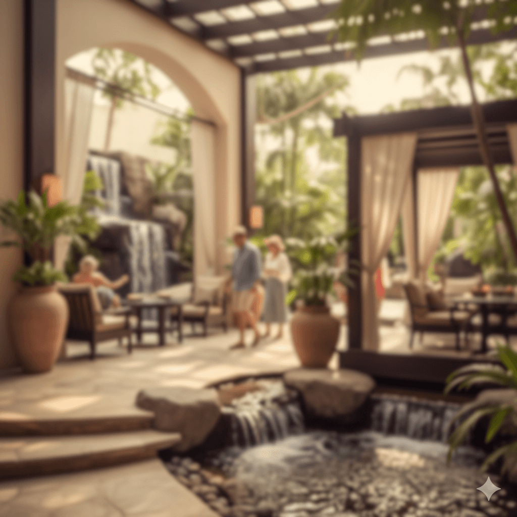 Upscale resort or spa environment