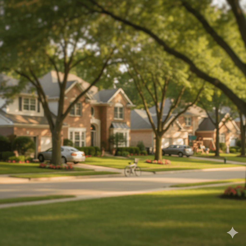 Suburban neighborhood setting